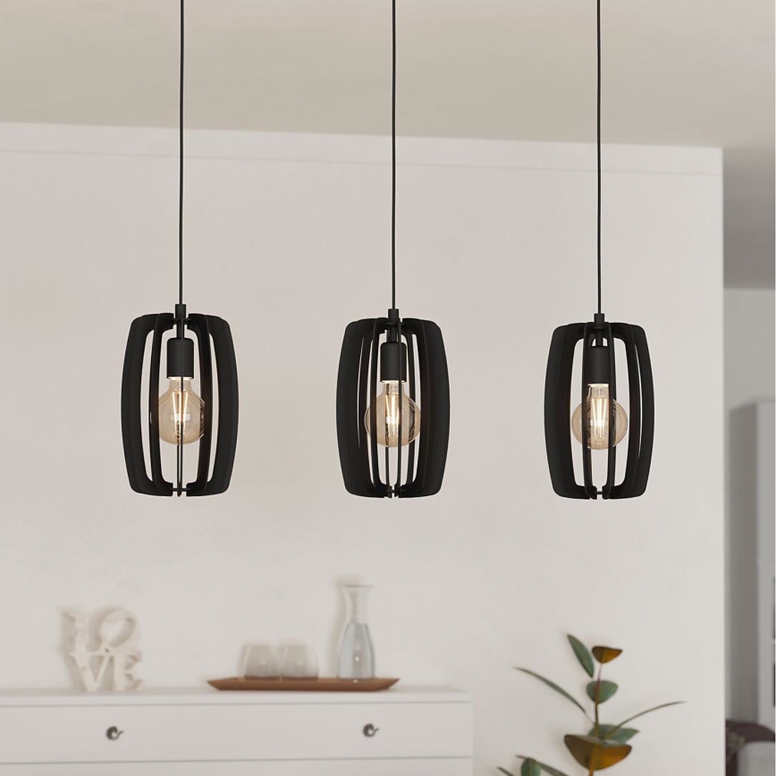 Eglo - Luster na sajli 3xE27/40W/230V crno