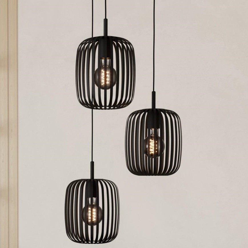 Eglo - Luster na sajli 3xE27/40W/230V crno