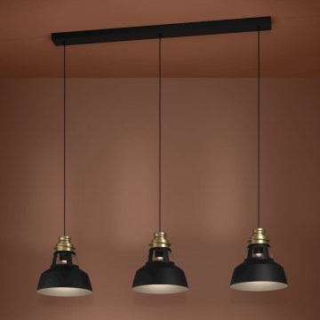 Eglo - Luster na sajli 3xE27/40W/230V crno/zlatna