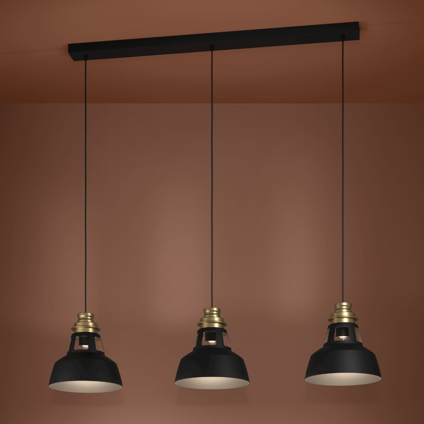 Eglo - Luster na sajli 3xE27/40W/230V crno/zlatna