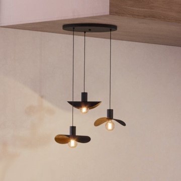 Eglo - Luster na sajli 3xE27/40W/230V crno/zlatna