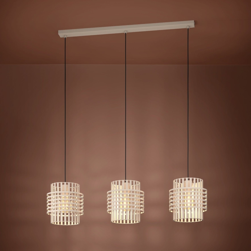 Eglo - Luster na sajli 3xE27/40W/230V kremasta