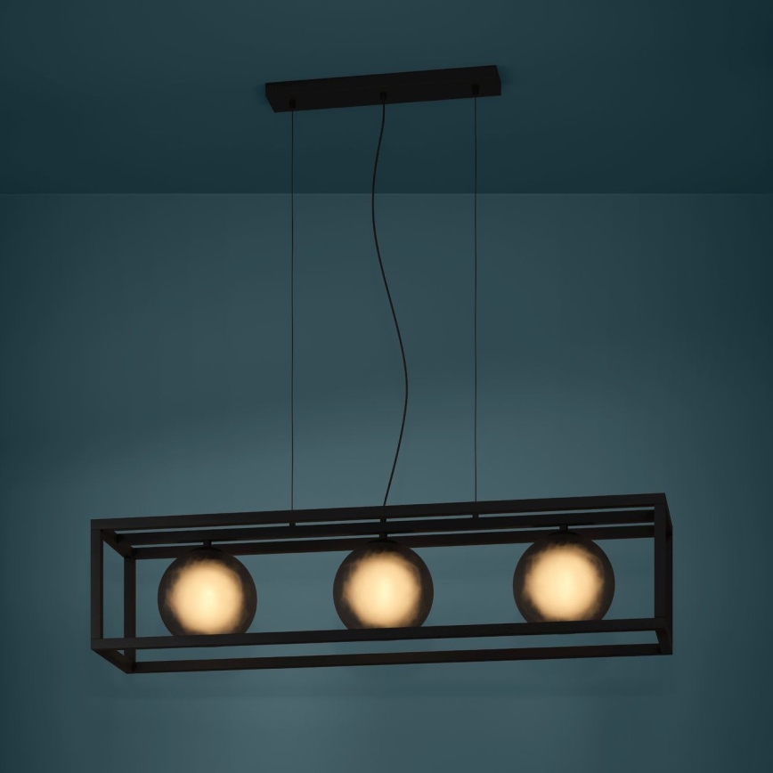 Eglo - Luster na sajli 3xE27/40W/230V sivo/crno
