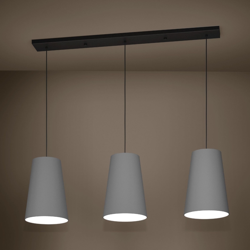 Eglo - Luster na sajli 3xE27/40W/230V sivo