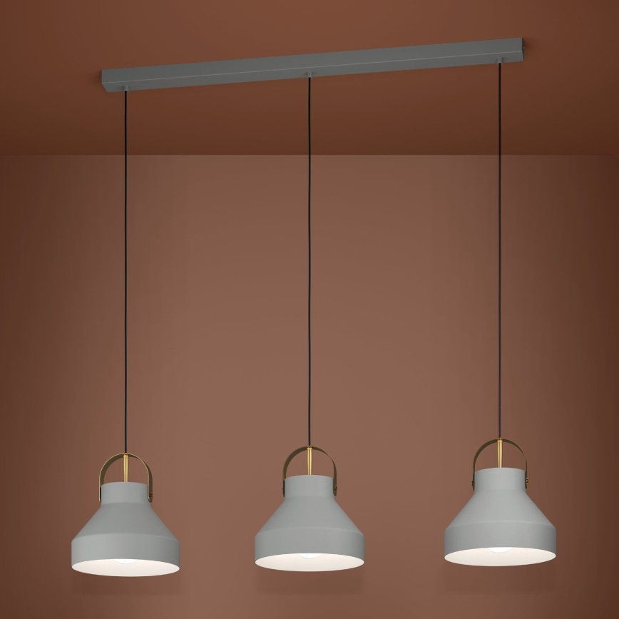 Eglo - Luster na sajli 3xE27/40W/230V sivo