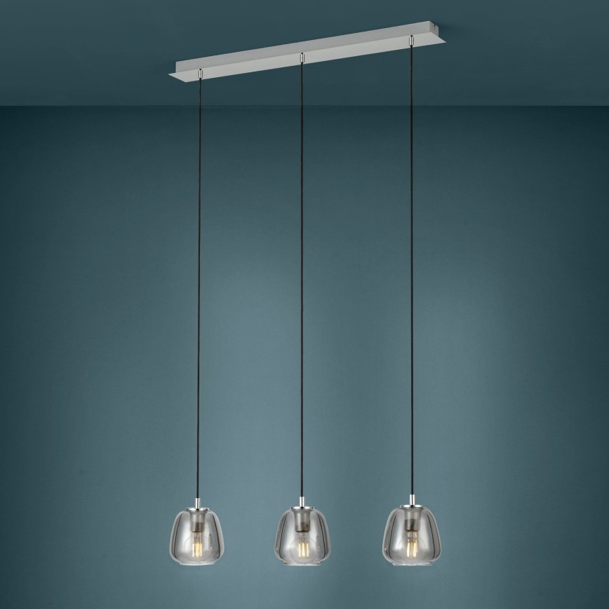 Eglo - Luster na sajli 3xE27/40W/230V sivo