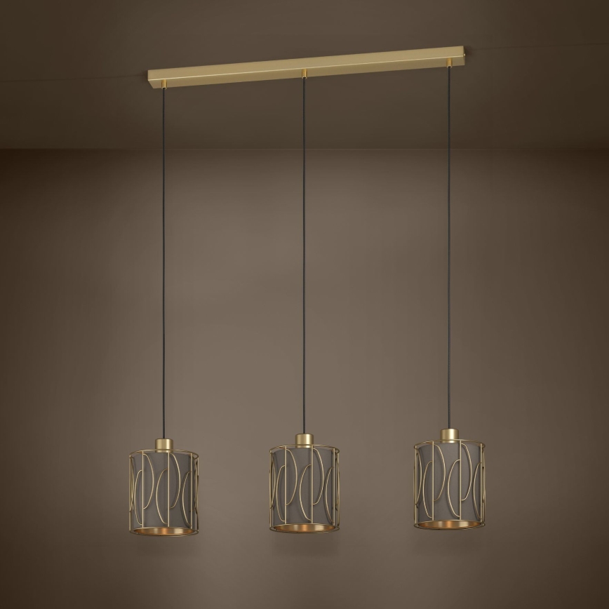 Eglo - Luster na sajli 3xE27/40W/230V zlatna/braon