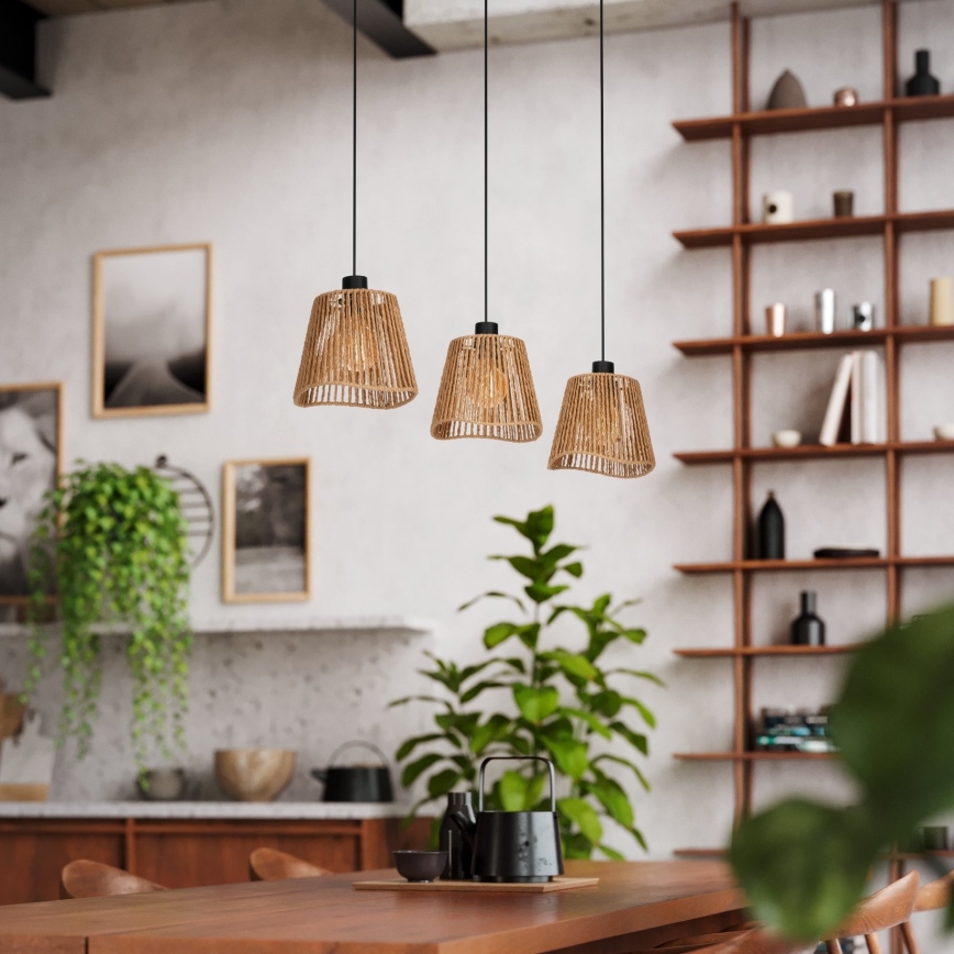 Eglo - Luster na sajli 3xE27/60W/230V braon