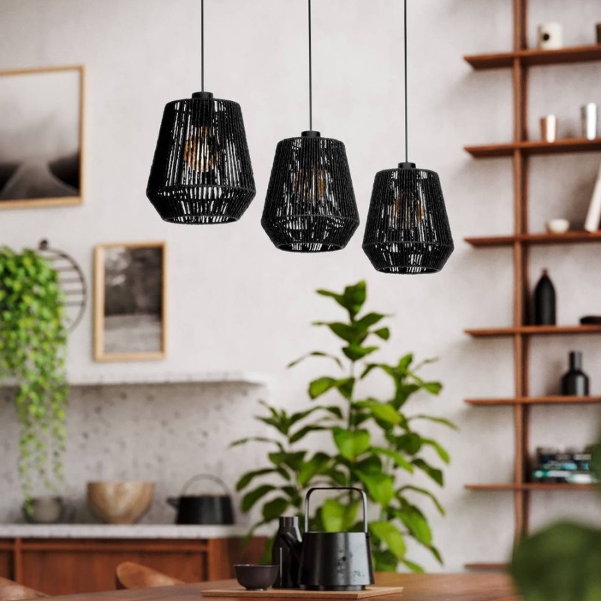 Eglo - Luster na sajli 3xE27/60W/230V crno