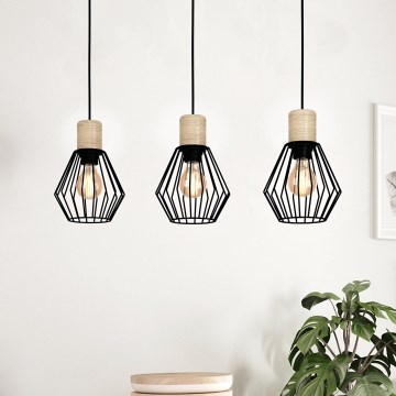 Eglo - Luster na sajli 3xE27/60W/230V - FSC sertifikovano