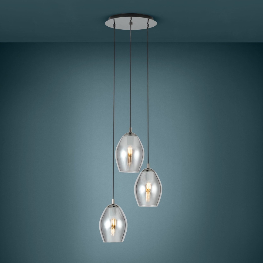 Eglo - Luster na sajli 3xE27/60W/230V zadimljeno