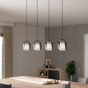 Eglo - Luster na sajli 4xE27/28W/230V sivo