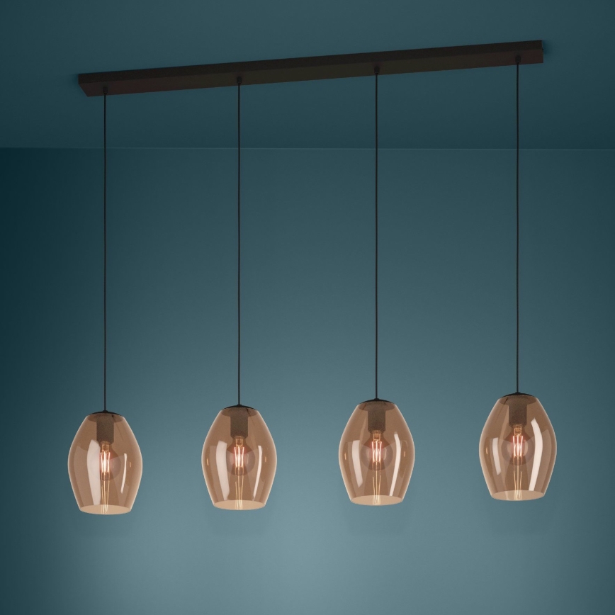 Eglo - Luster na sajli 4xE27/40W/230V braon