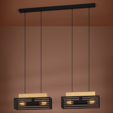Eglo - Luster na sajli 4xE27/40W/230V crno/braon