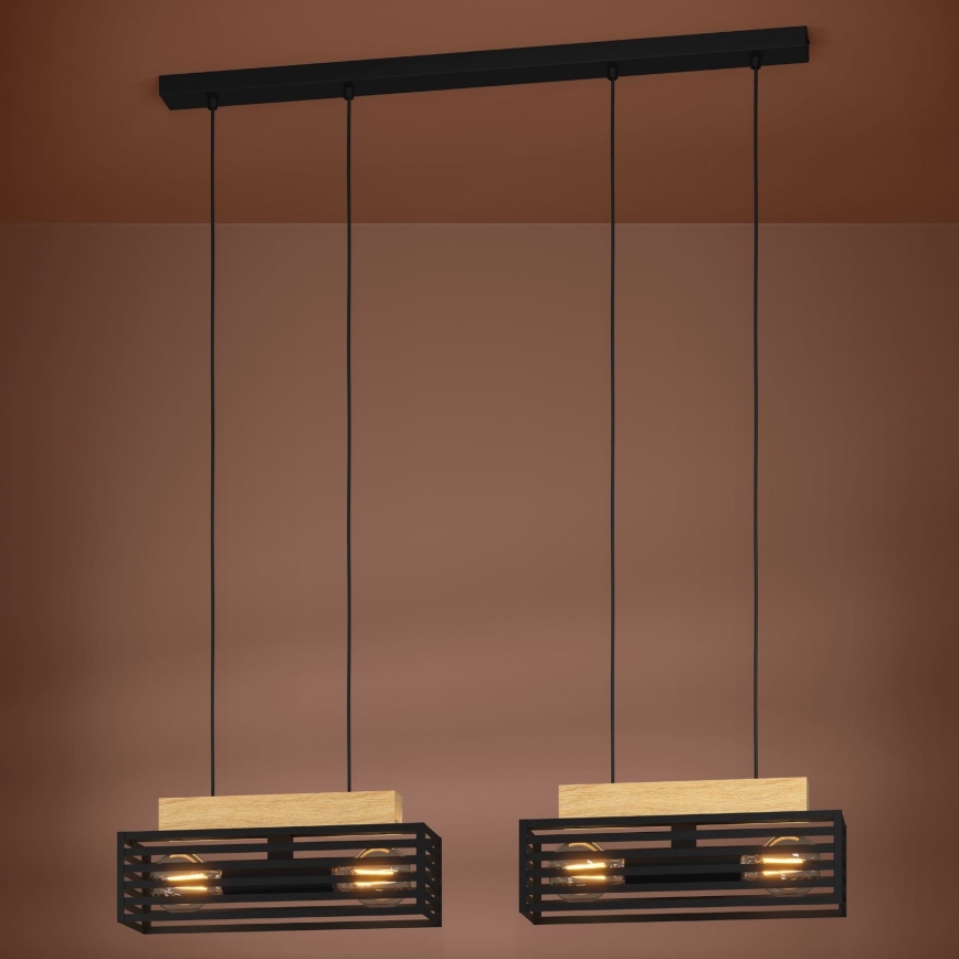 Eglo - Luster na sajli 4xE27/40W/230V crno/braon