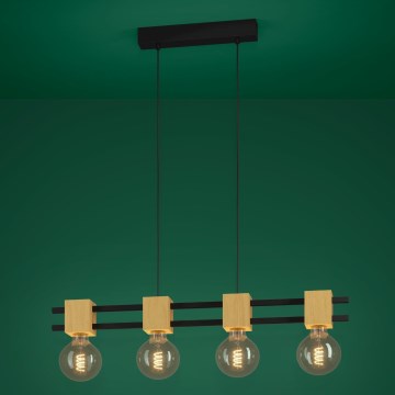 Eglo - Luster na sajli 4xE27/40W/230V crno/braon