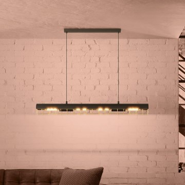 Eglo - Luster na sajli 4xE27/40W/230V crno/zlatna