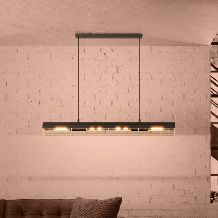 Eglo - Luster na sajli 4xE27/40W/230V crno/zlatna