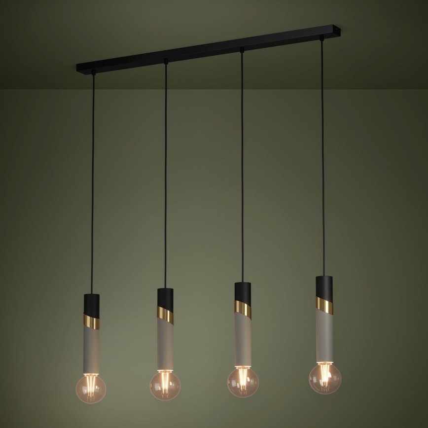 Eglo - Luster na sajli 4xE27/40W/230V crno/zlatna