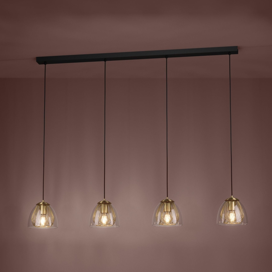 Eglo - Luster na sajli 4xE27/40W/230V zlatna