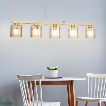 Eglo - Luster na sajli 5xE27/28W/230V - FSC sertifikovano