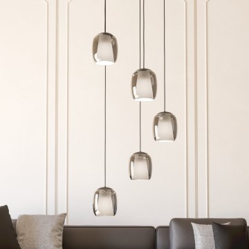Eglo - Luster na sajli 5xE27/28W/230V sivo