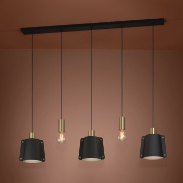 Eglo - Luster na sajli 5xE27/40W/230V crno/zlatna