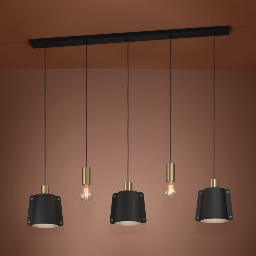 Eglo - Luster na sajli 5xE27/40W/230V crno/zlatna