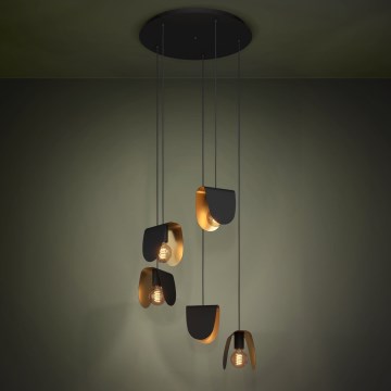 Eglo - Luster na sajli 5xE27/40W/230V crno/zlatna