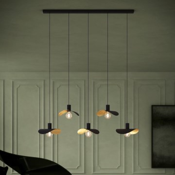 Eglo - Luster na sajli 5xE27/40W/230V crno/zlatna