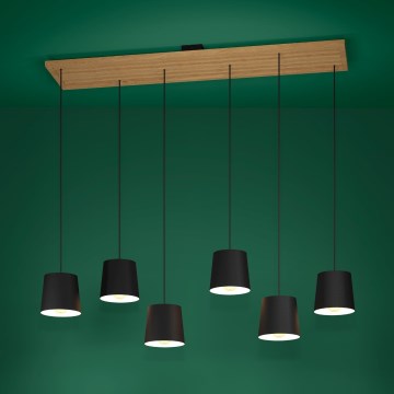 Eglo - Luster na sajli 6xE27/40W/230V crno/braon