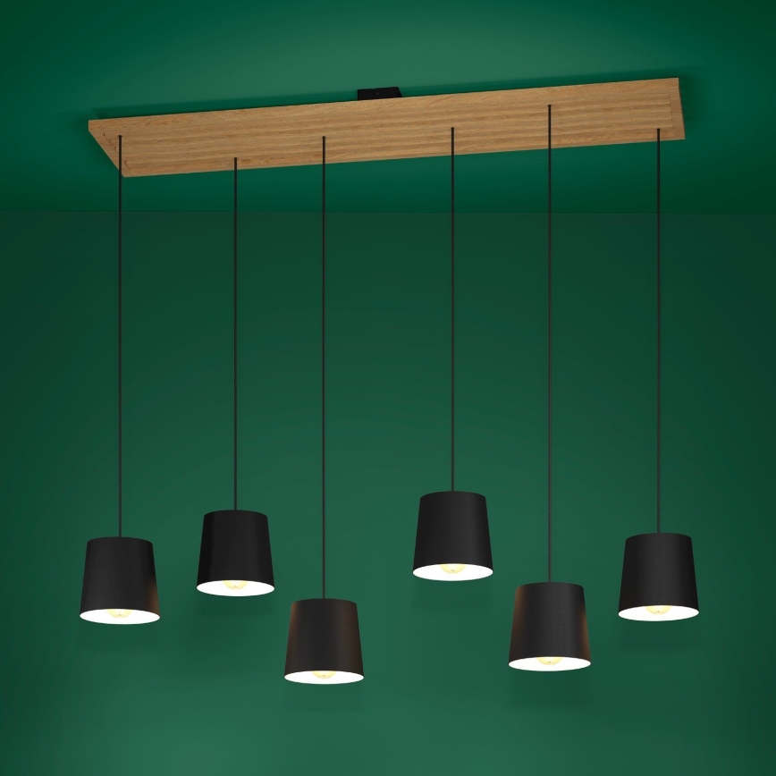 Eglo - Luster na sajli 6xE27/40W/230V crno/braon