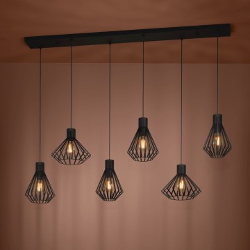 Eglo - Luster na sajli 6xE27/40W/230V crno
