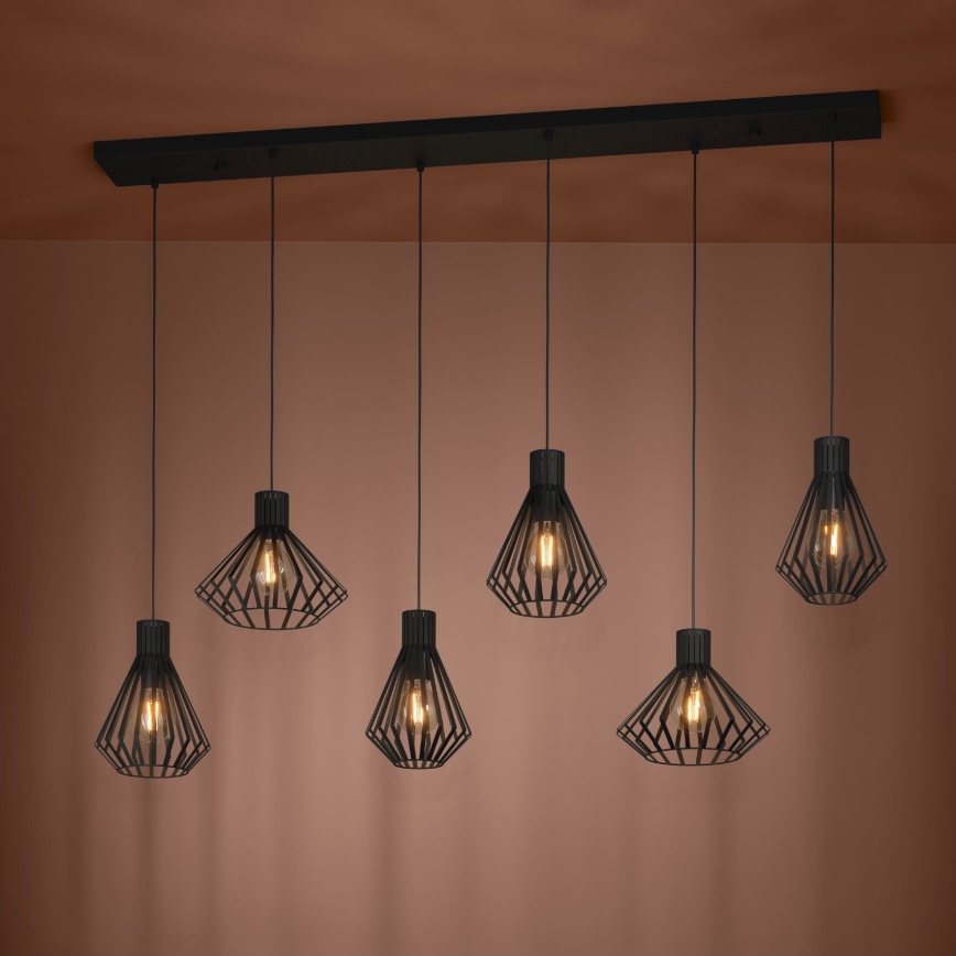 Eglo - Luster na sajli 6xE27/40W/230V crno