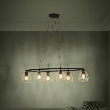 Eglo - Luster na sajli 6xE27/40W/230V crno/zlatna