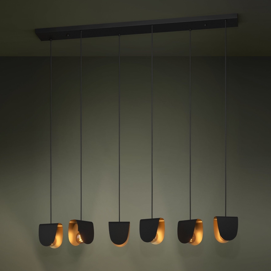Eglo - Luster na sajli 6xE27/40W/230V crno/zlatna