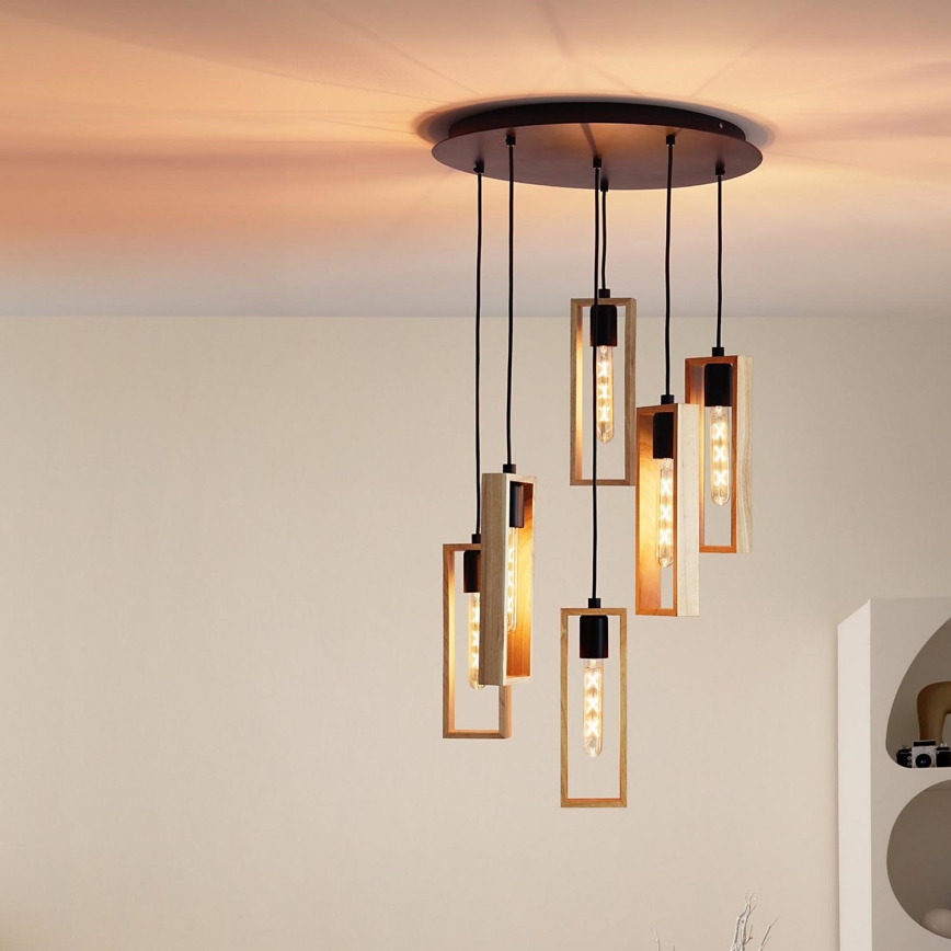 Eglo - Luster na sajli 6xE27/60W/230V - FSC sertifikovano