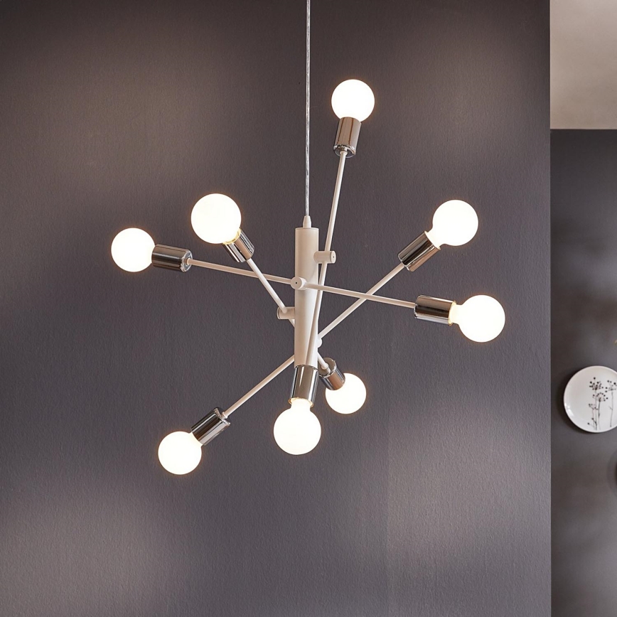 Eglo - Luster na sajli 8xE27/60W/230V bela