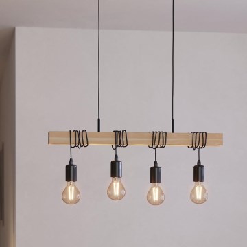 Eglo - Luster na sajli TOWNSHEND 4xE27/60W/230V - FSC sertifikovano