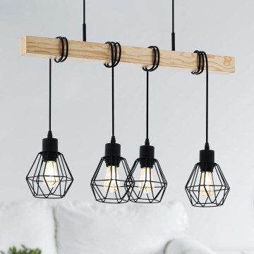 Eglo - Luster na sajli TOWNSHEND 4xE27/60W/230V - FSC sertifikovano