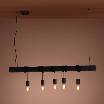 Eglo - Luster na sajli TOWNSHEND 5xE27/40W/230V crno
