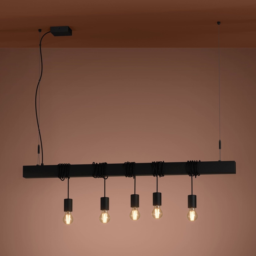 Eglo - Luster na sajli TOWNSHEND 5xE27/40W/230V crno