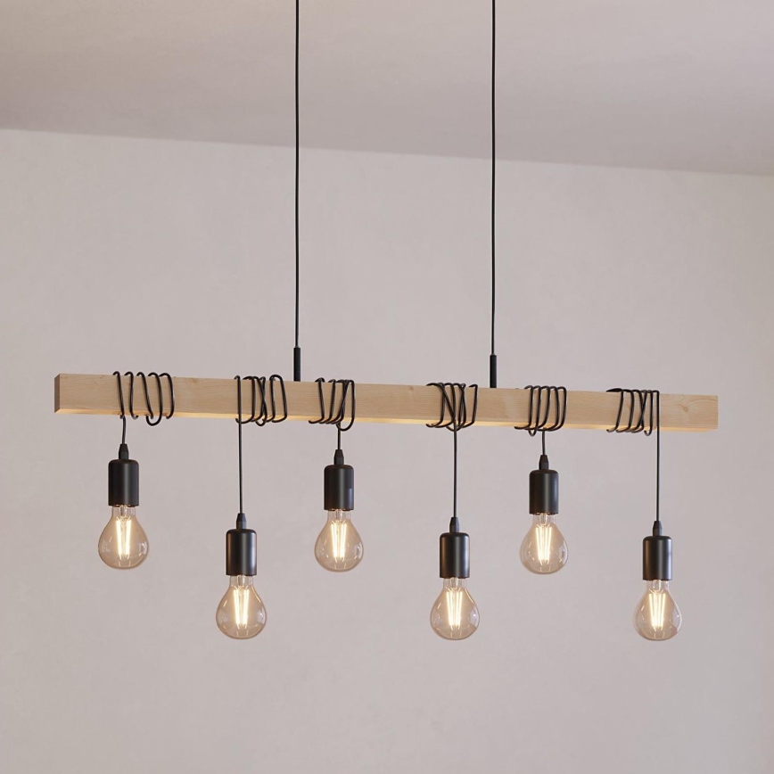Eglo - Luster na sajli TOWNSHEND 6xE27/60W/230V - FSC sertifikovano