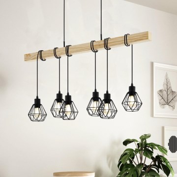 Eglo - Luster na sajli TOWNSHEND 6xE27/60W/230V - FSC sertifikovano