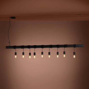 Eglo - Luster na sajli TOWNSHEND 9xE27/40W/230V crno