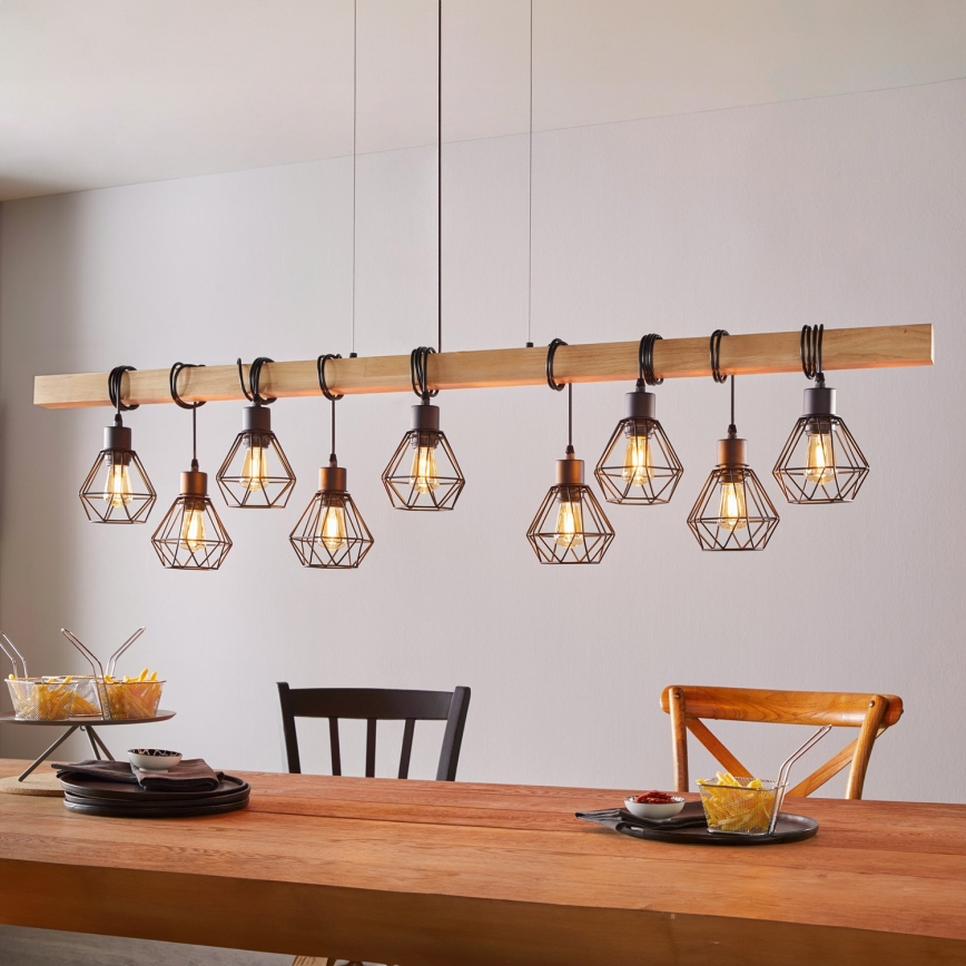 Eglo - Luster na sajli TOWNSHEND 9xE27/60W/230V - FSC sertifikovano