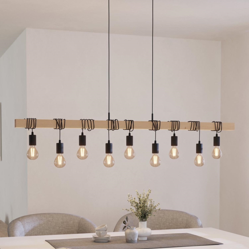 Eglo - Luster na sajli TOWNSHEND 9xE27/60W/230V - FSC sertifikovano