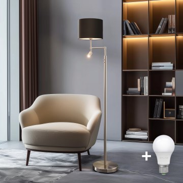 Eglo - Podna LED lampa TUNJA 1xE27/60W/230V + LED/2,1W pr. 30 cm krom/braon