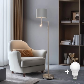 Eglo - Podna LED lampa TUNJA 1xE27/60W/230V + LED/2,1W pr. 30 cm krom/sivo