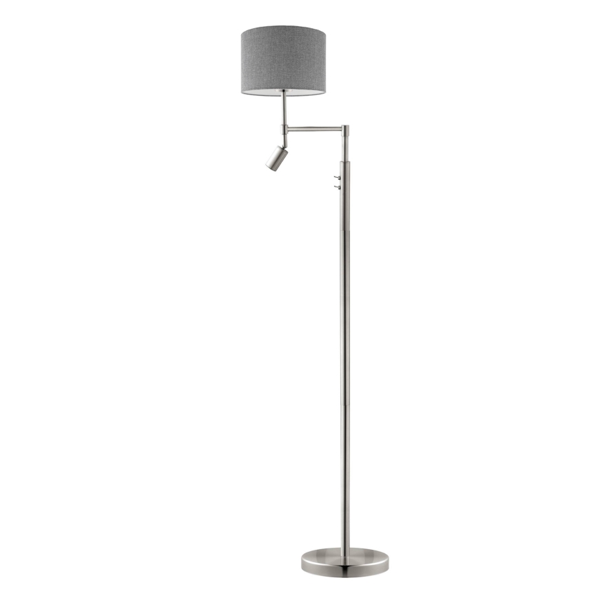 Eglo - Podna LED lampa TUNJA 1xE27/60W/230V + LED/2,1W pr. 30 cm krom/sivo